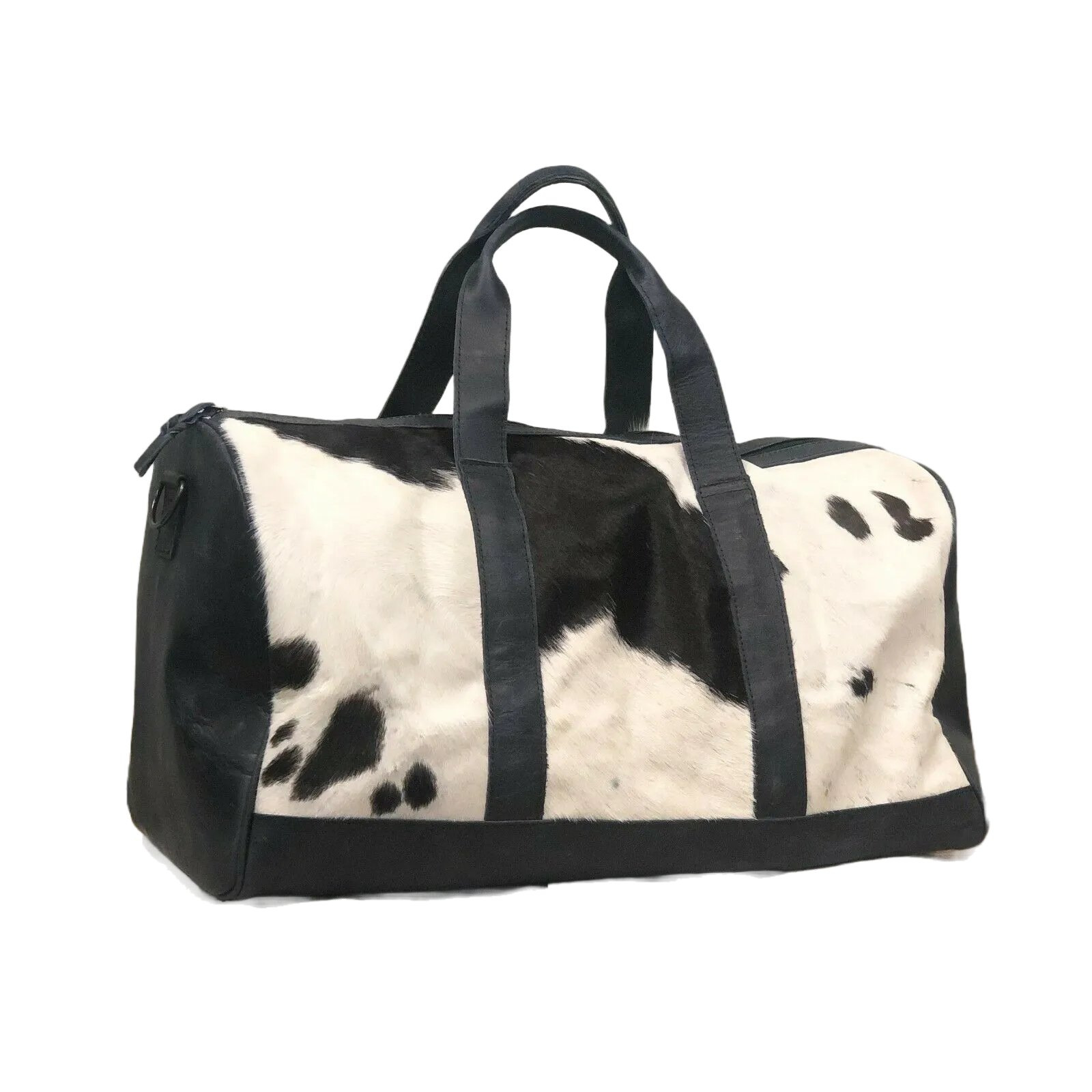 American Darling Black Leather and Cowhide Duffel Bag ADBGS174BKW