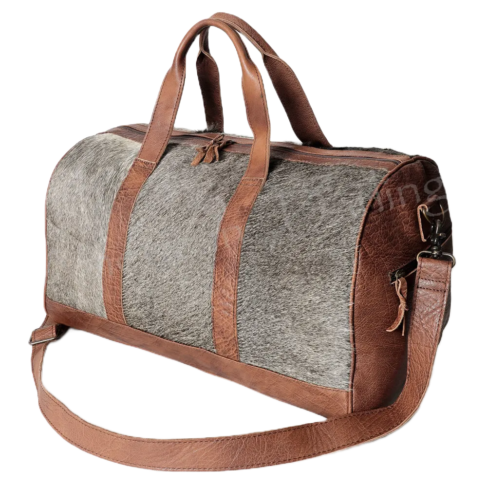 American Darling Cowhide with Silver Acid Wash Duffel Bag ADBGS174BRAH