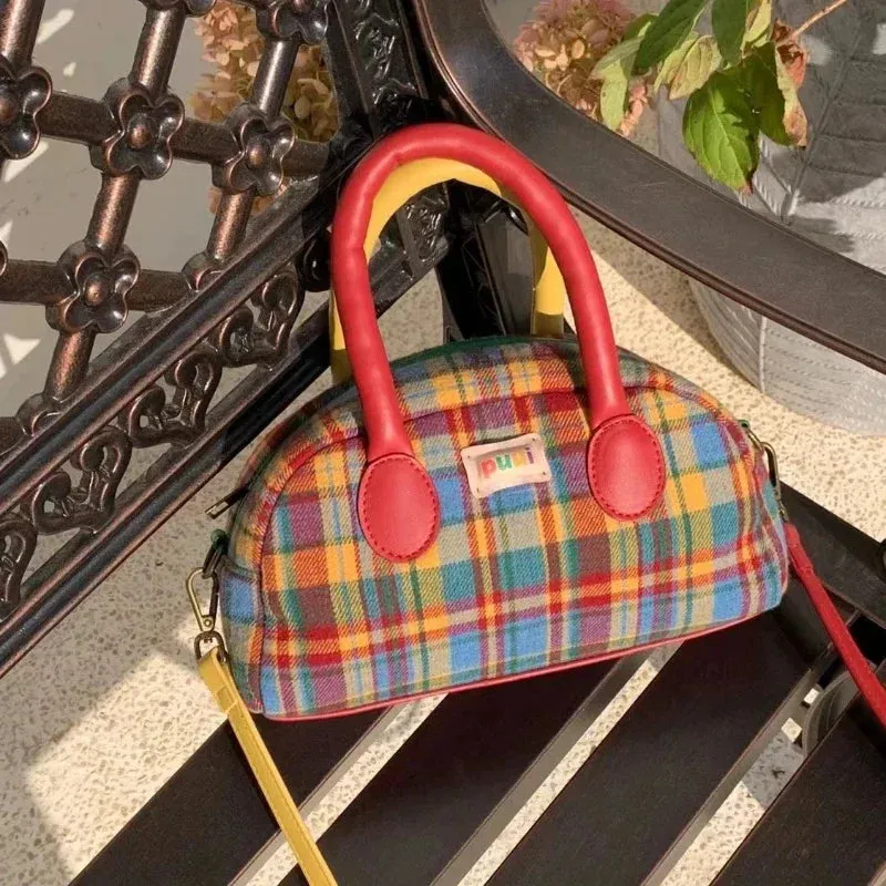 Amozae-Fall Outfits Streetwear y2k 90s Fashion Gothic  Fashion Handbag for Women Vintage American Style Plaid Fresh Cute Shoulder Bag New Luxury Designers Zipper Crossbody Bag