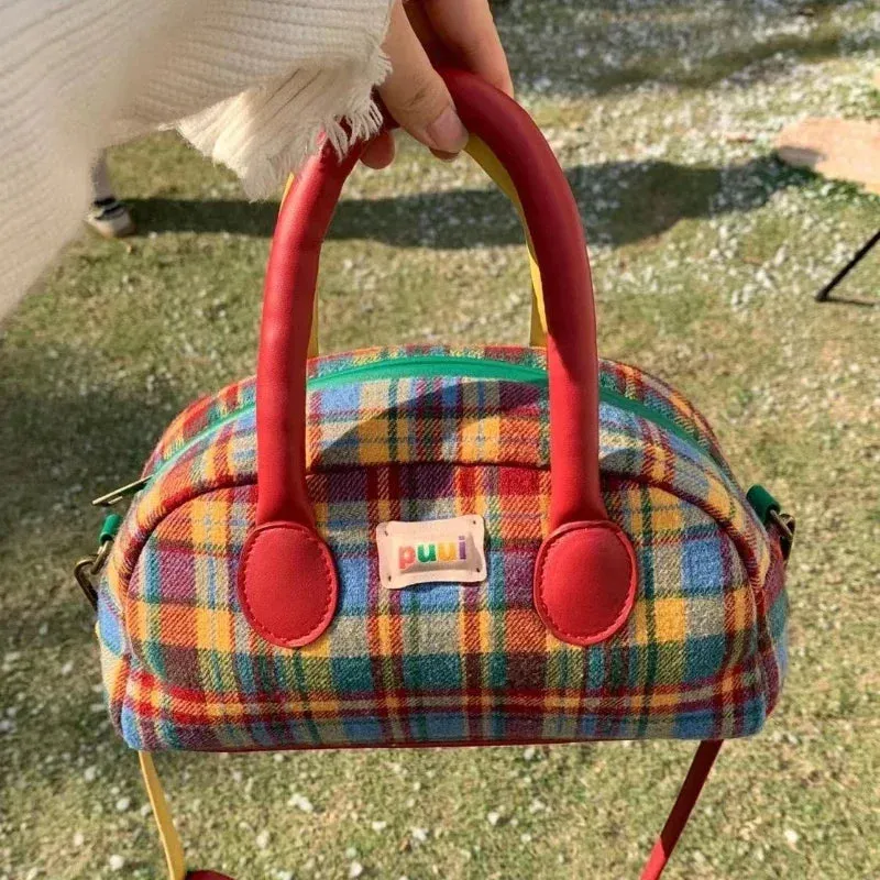 Amozae-Fall Outfits Streetwear y2k 90s Fashion Gothic  Fashion Handbag for Women Vintage American Style Plaid Fresh Cute Shoulder Bag New Luxury Designers Zipper Crossbody Bag