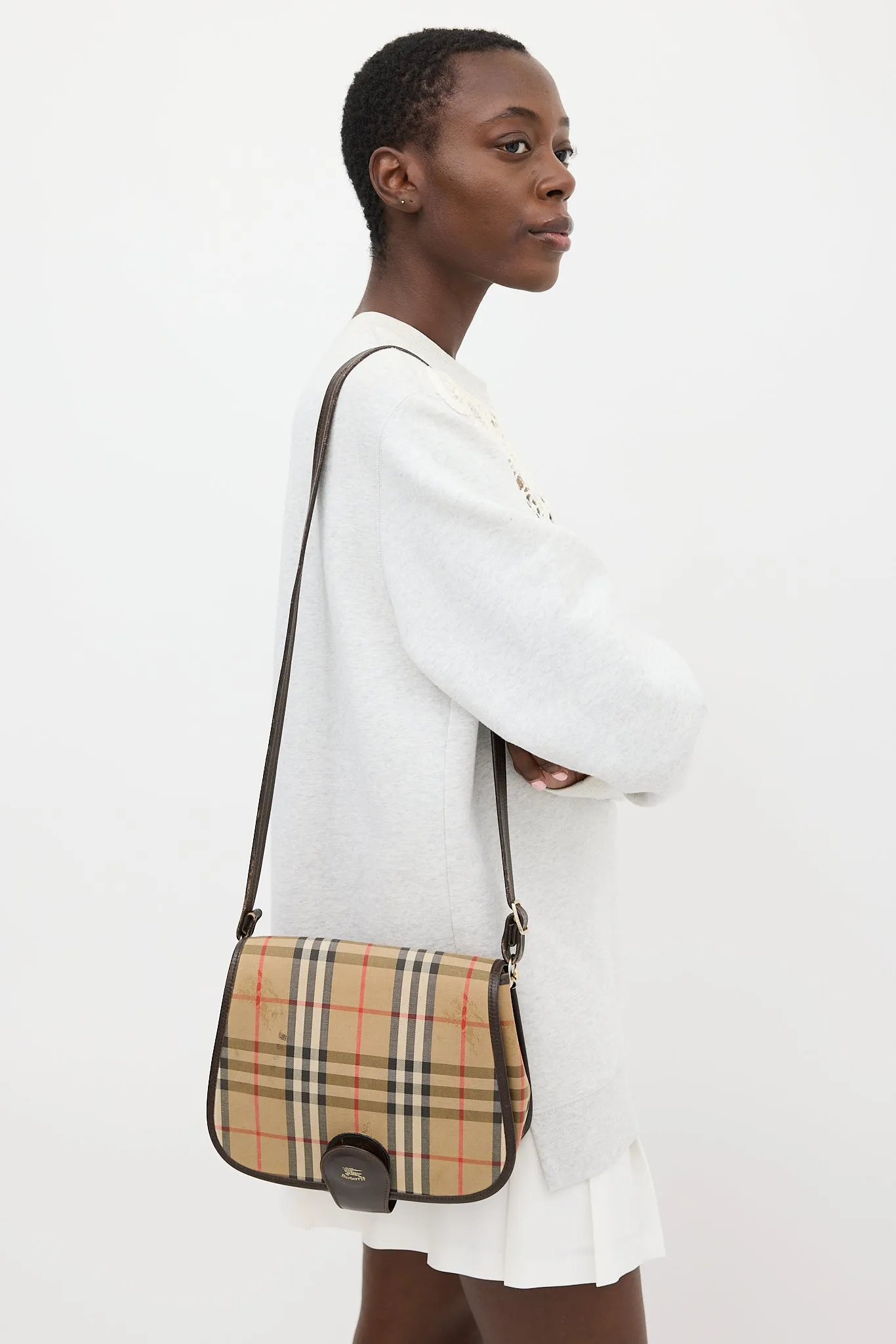 Beige Nova Check Messenger Bag