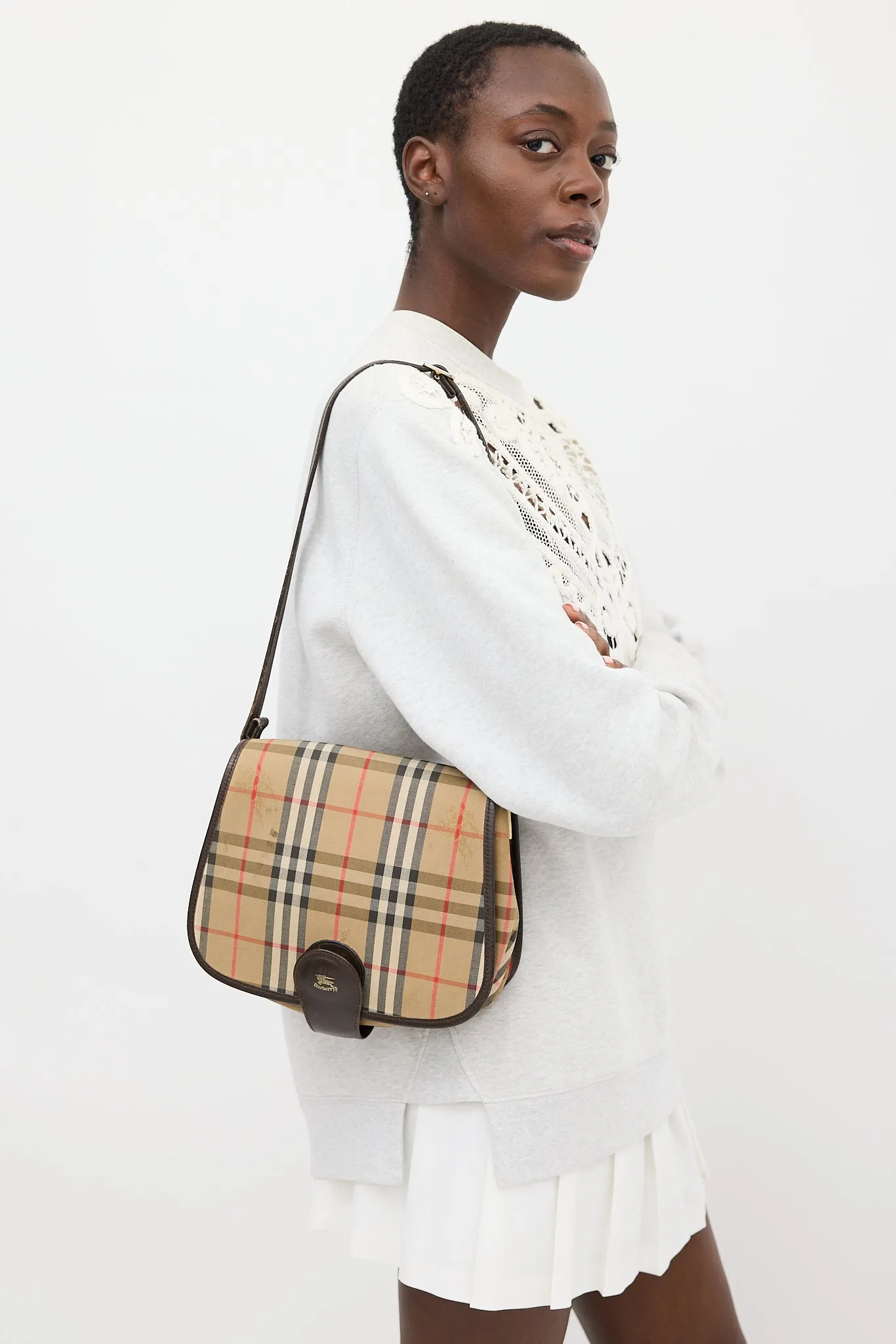 Beige Nova Check Messenger Bag