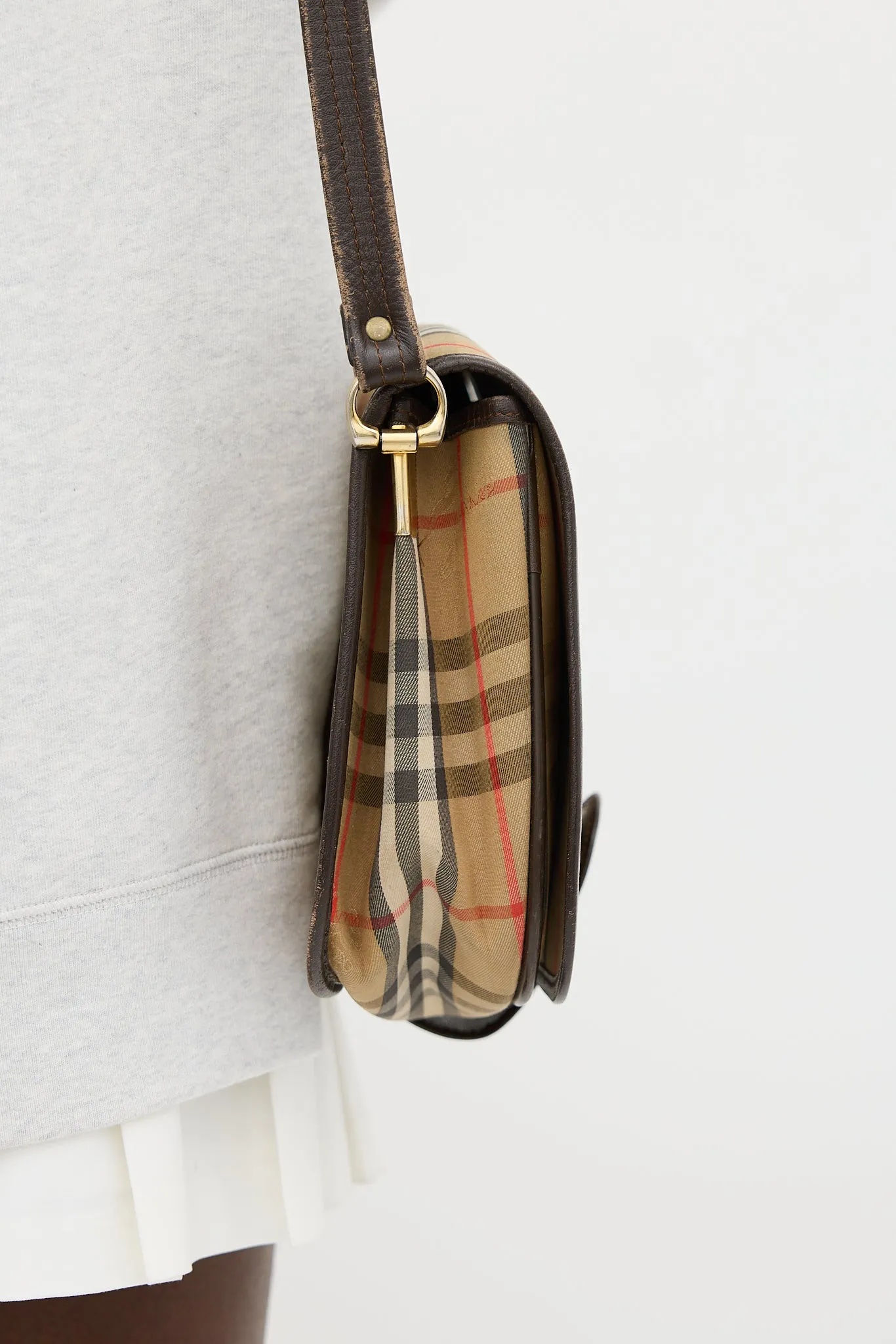 Beige Nova Check Messenger Bag