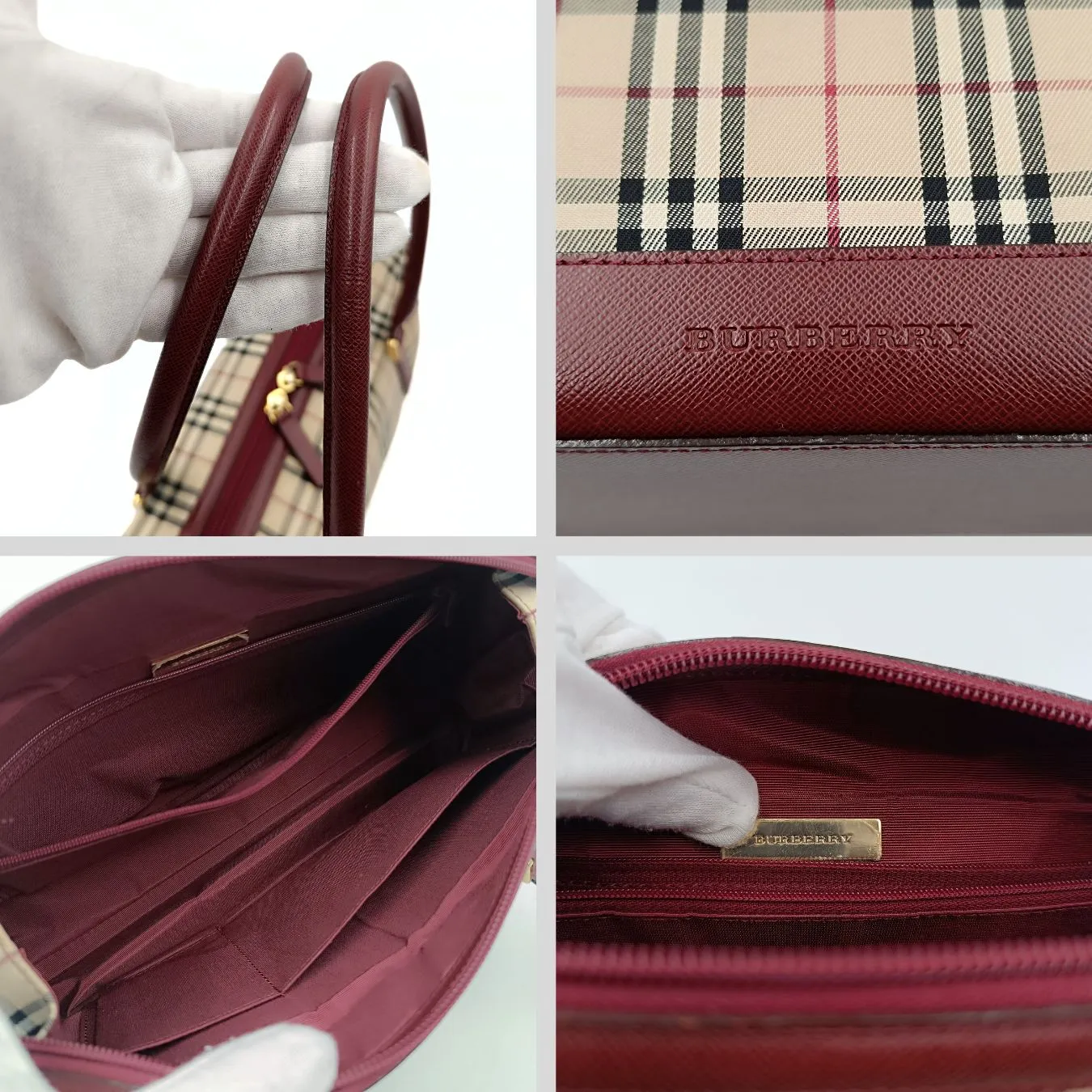 BURBERRY Burberry Burberry shoulder bag in burgundy check canvas and leather