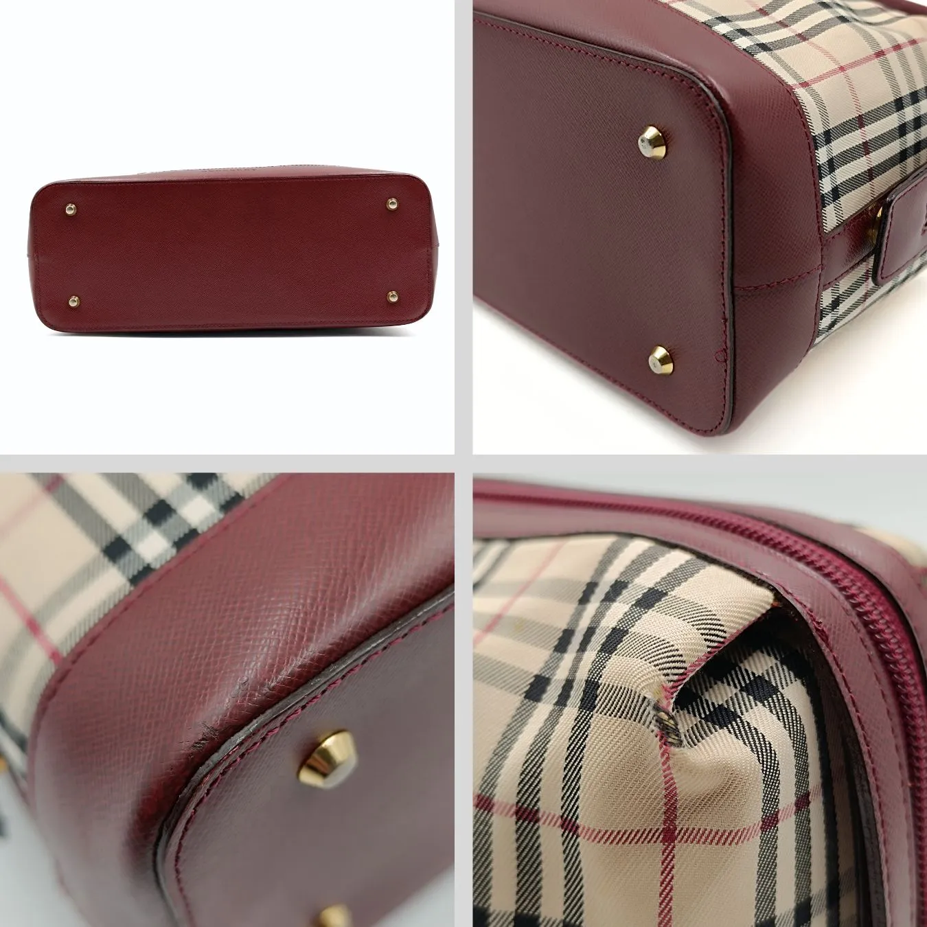 BURBERRY Burberry Burberry shoulder bag in burgundy check canvas and leather
