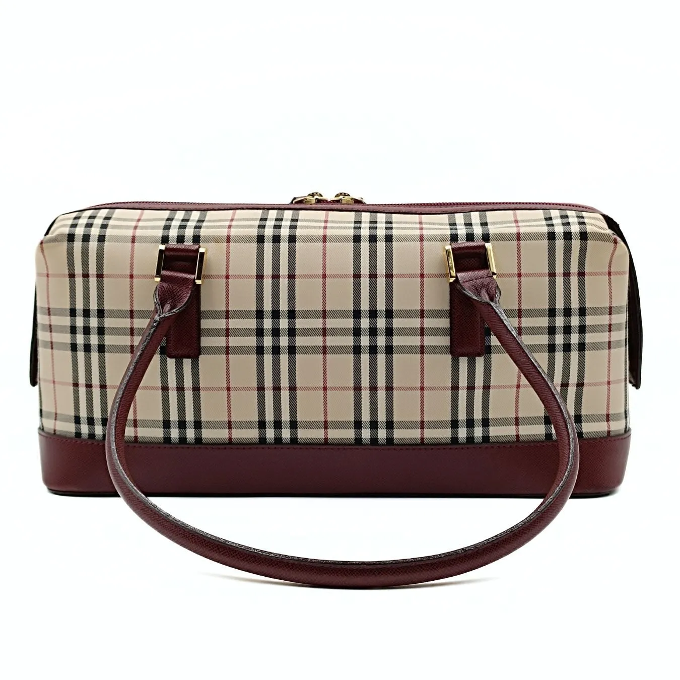 BURBERRY Burberry Burberry shoulder bag in burgundy check canvas and leather