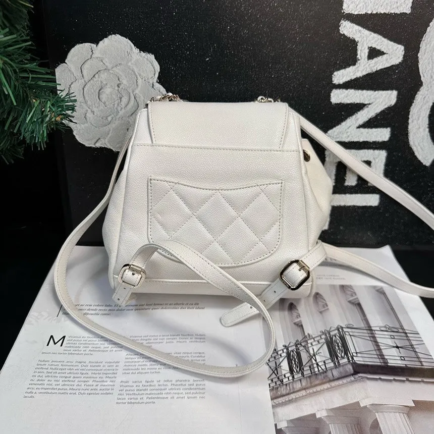 Chanel Affinity Small White Leather Backpack