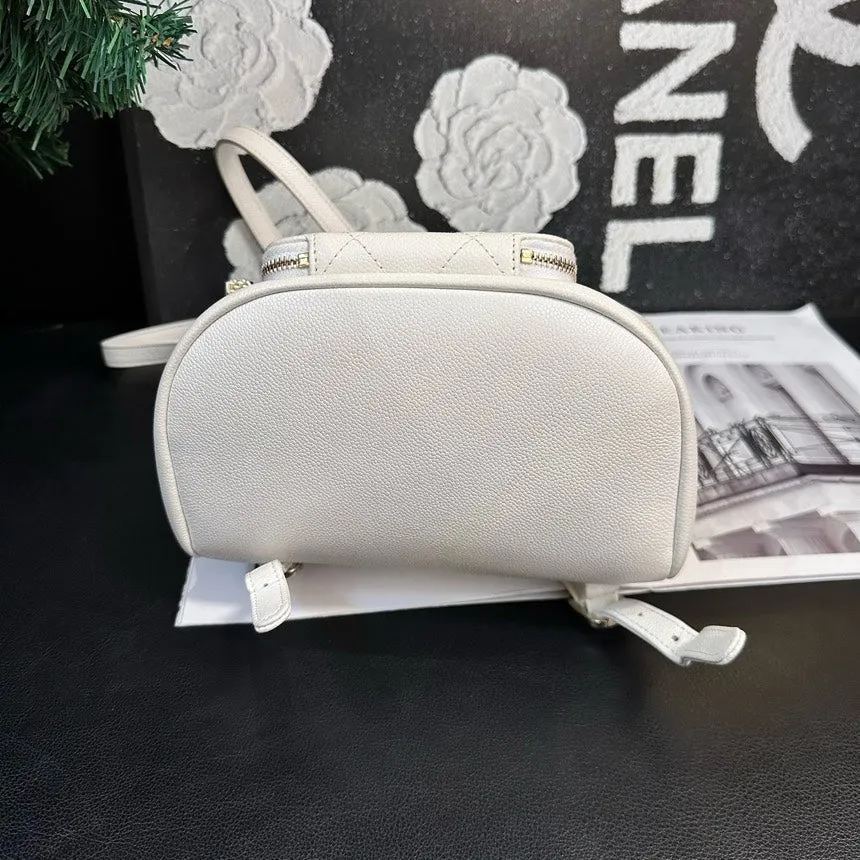 Chanel Affinity Small White Leather Backpack