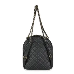 CHANEL Black Quilted Caviar Small Day Backpack