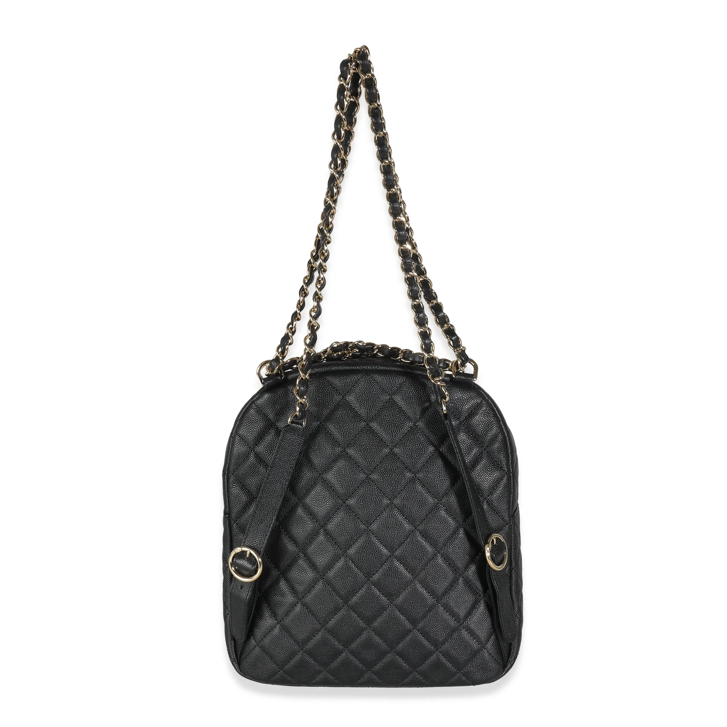 CHANEL Black Quilted Caviar Small Day Backpack