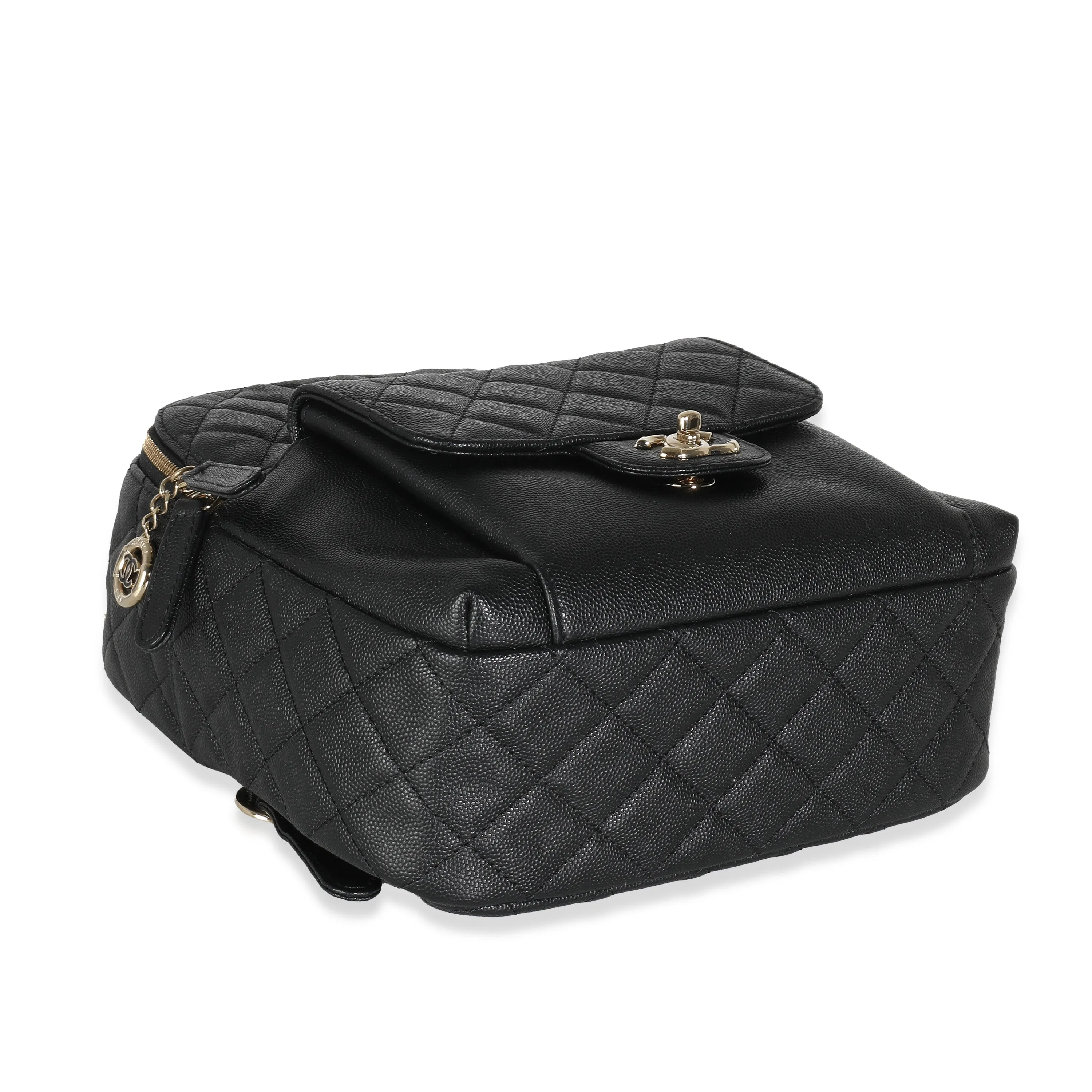 CHANEL Black Quilted Caviar Small Day Backpack