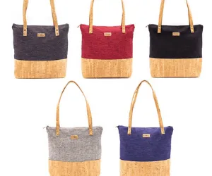 Charcoal & Tan Cork Tote