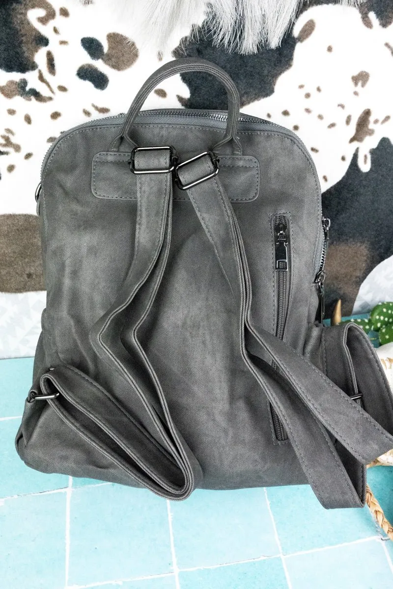 Charmed Life Gray Faux Leather Backpack Tote