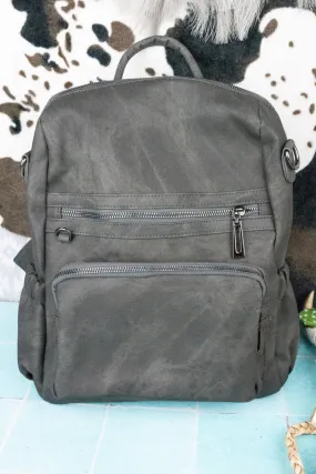 Charmed Life Gray Faux Leather Backpack Tote