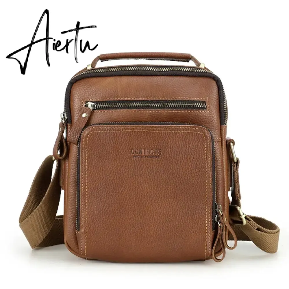 Crazy Horse Leather Men's Shoulder Bag Vintage Messenger Bags Men Bolsos Male Crossbody Bags Man's Handbag Sling Bag