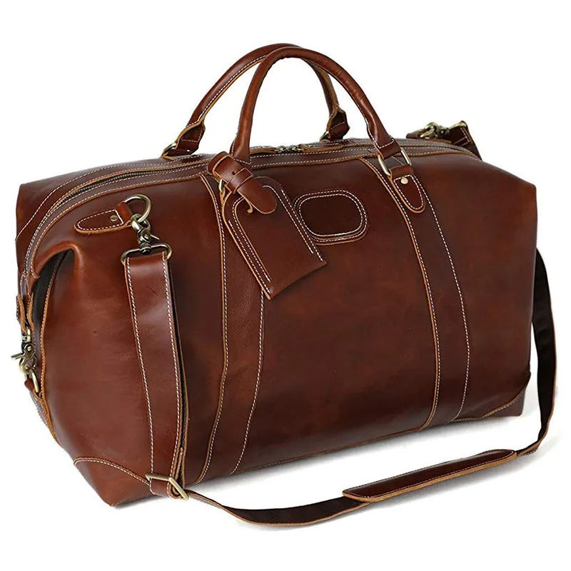 Crazy Horse Leather Travel Bags Vintage Duffle Bags Weekend Bags Men's Duffel Bags Shoulder Travel Bags