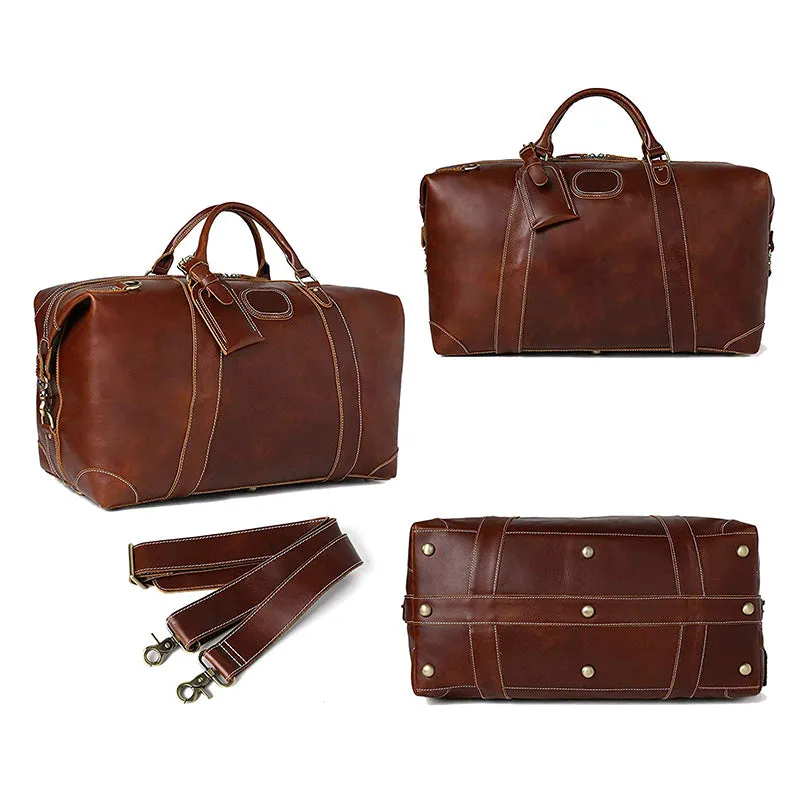 Crazy Horse Leather Travel Bags Vintage Duffle Bags Weekend Bags Men's Duffel Bags Shoulder Travel Bags
