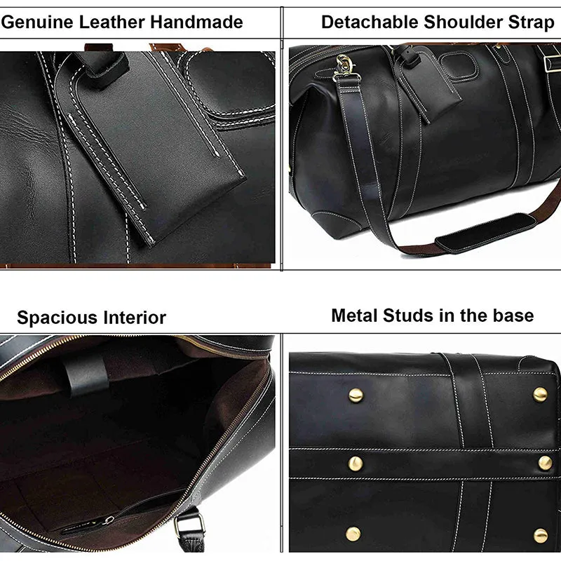 Crazy Horse Leather Travel Bags Vintage Duffle Bags Weekend Bags Men's Duffel Bags Shoulder Travel Bags