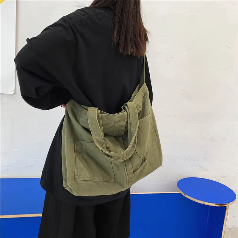 Hand-held shopping bag girl large capacity messenger bag