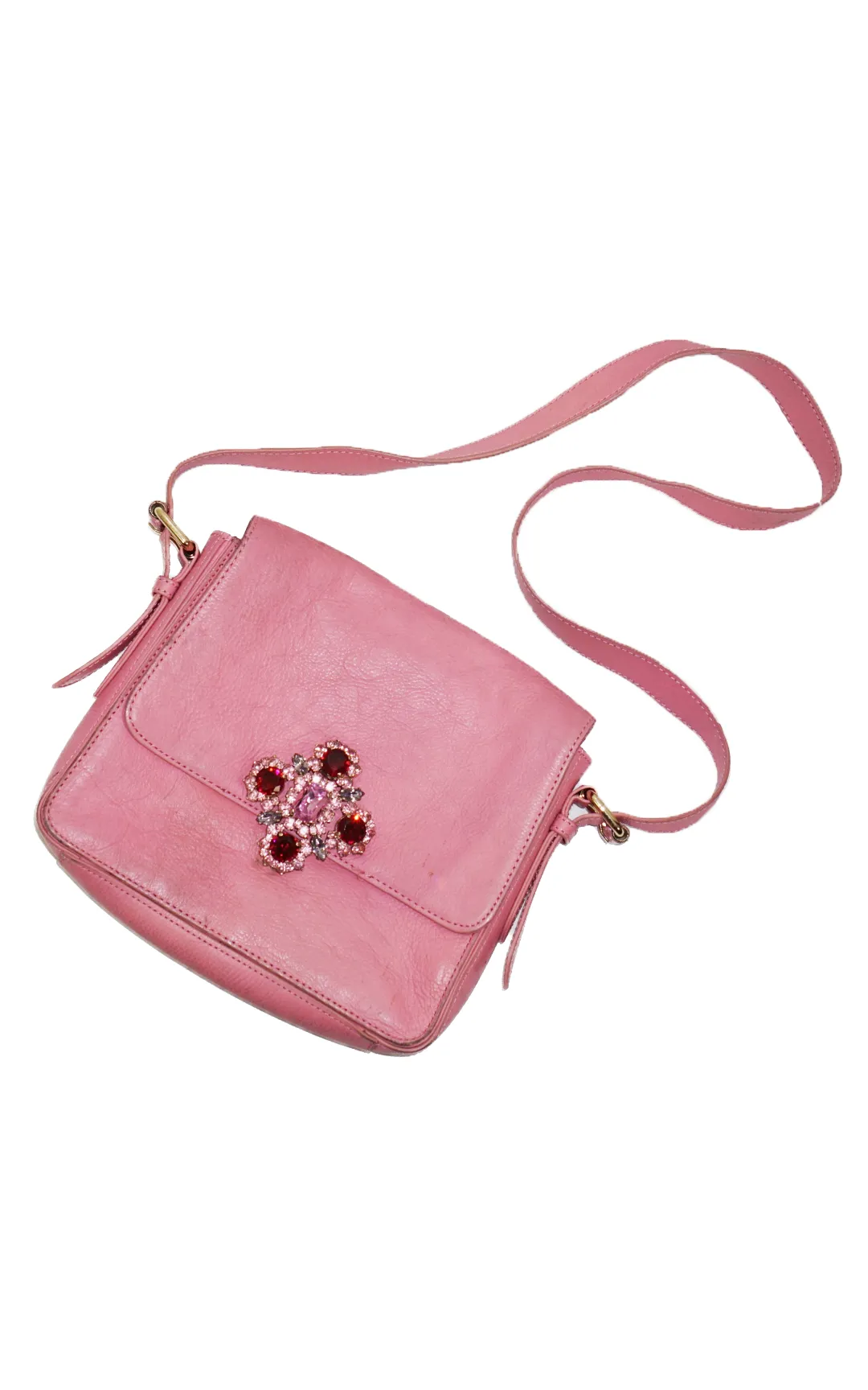 JUICY COUTURE Pink Leather Crystal Cross Bag