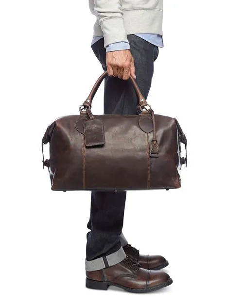 Logan Overnight Frye Leather Duffel Bag, Brown