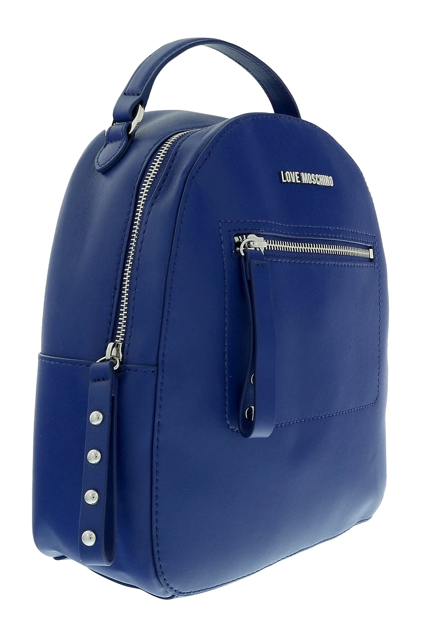 Love Moschino Blue Stiched Signature Medium Backpack