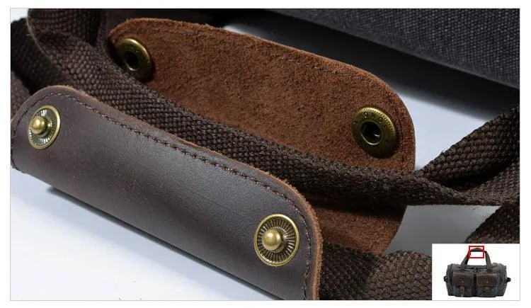 Men's Leather And Canvass  Duffel  Bag-Coffee