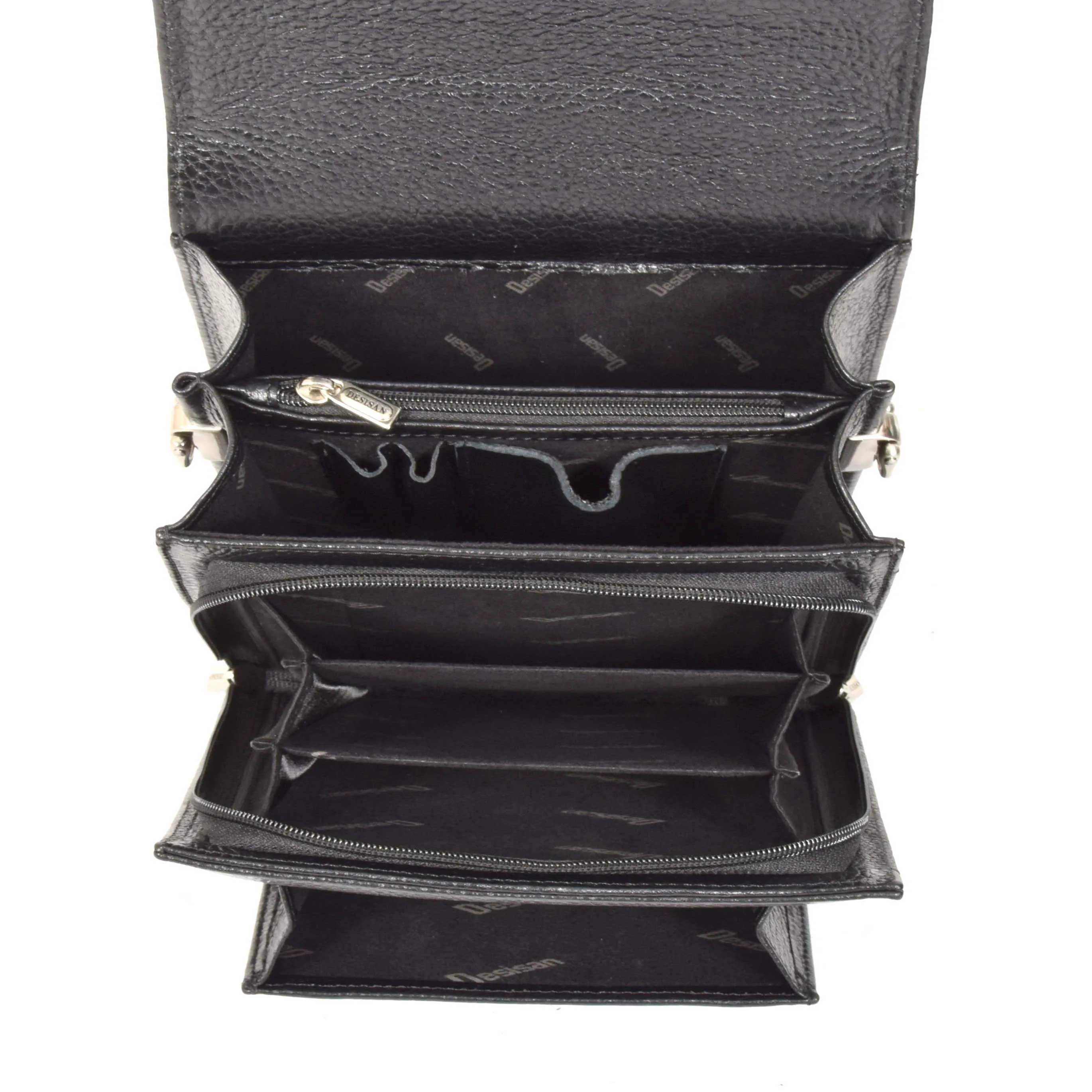 Men's Real Leather Mini Briefcase Style Cross Body Messenger Flight Bag A248 Black