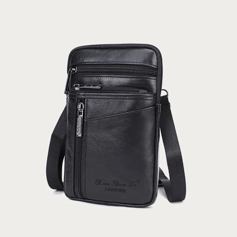 Messenger Bag For Men Mini Ultra Thin Leather Shoulder Bag