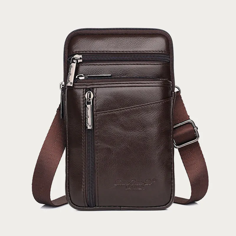 Messenger Bag For Men Mini Ultra Thin Leather Shoulder Bag