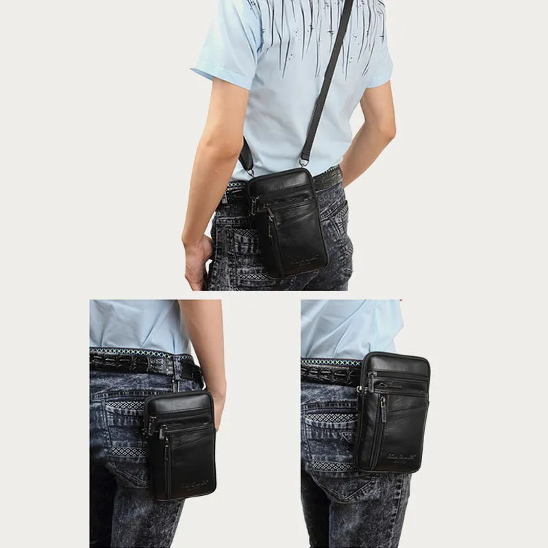 Messenger Bag For Men Mini Ultra Thin Leather Shoulder Bag