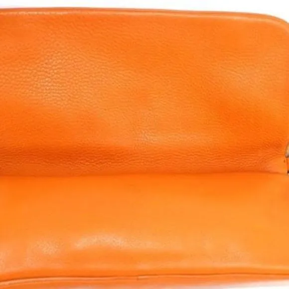Prada Orange Leather Messenger Bag with a Canvas Strap