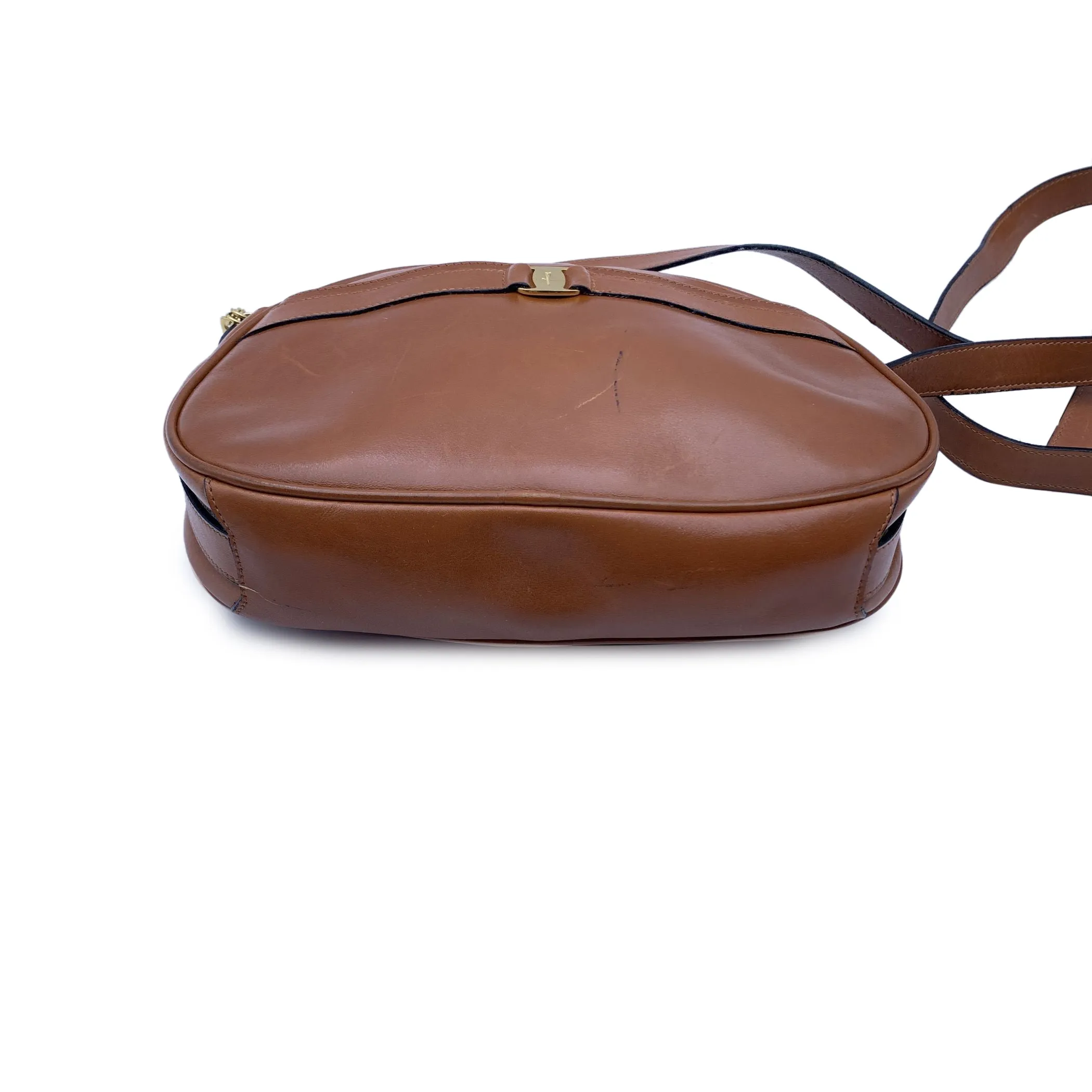 Salvatore Ferragamo Vintage Brown Leather Vara Shoulder Bag Crossbody