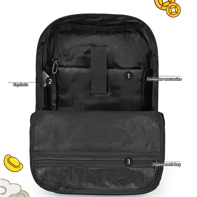 Simple Panda Crane Pattern Backpacks Girls Boys Anti-theft Bookbag