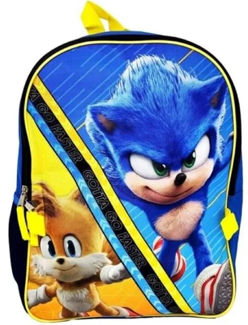 Sonic the Hedgehog Movie 16 Inch Backpack with Lunch Kit