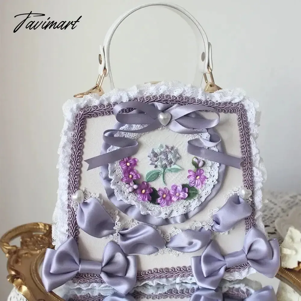 TAVIMART  -  Vintage Victorian Lolita Bags Women Elegant Bow Flower Lace Embroidery Handbag Cosplay Palace Princess Tea Party Messenger Bag