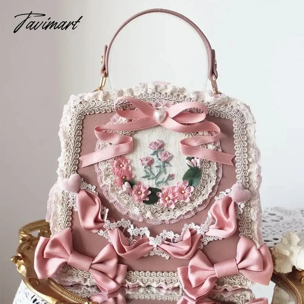 TAVIMART  -  Vintage Victorian Lolita Bags Women Elegant Bow Flower Lace Embroidery Handbag Cosplay Palace Princess Tea Party Messenger Bag