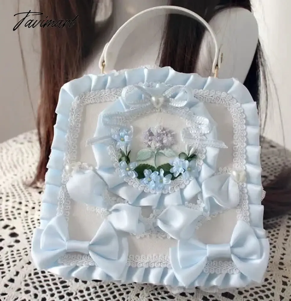 TAVIMART  -  Vintage Victorian Lolita Bags Women Elegant Bow Flower Lace Embroidery Handbag Cosplay Palace Princess Tea Party Messenger Bag