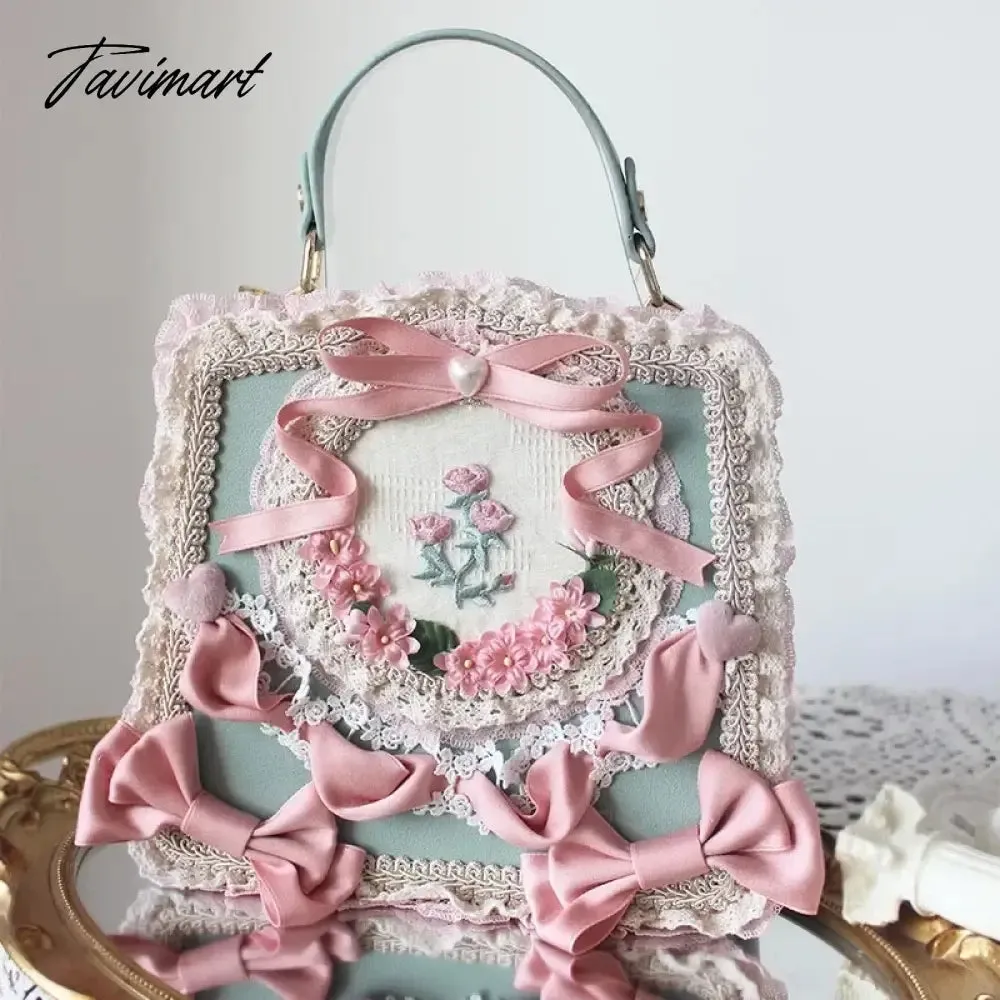 TAVIMART  -  Vintage Victorian Lolita Bags Women Elegant Bow Flower Lace Embroidery Handbag Cosplay Palace Princess Tea Party Messenger Bag