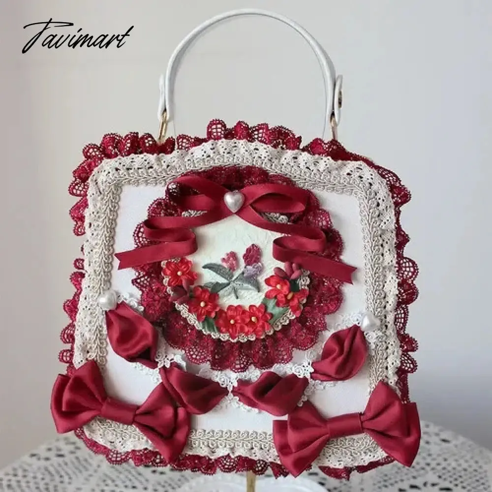 TAVIMART  -  Vintage Victorian Lolita Bags Women Elegant Bow Flower Lace Embroidery Handbag Cosplay Palace Princess Tea Party Messenger Bag