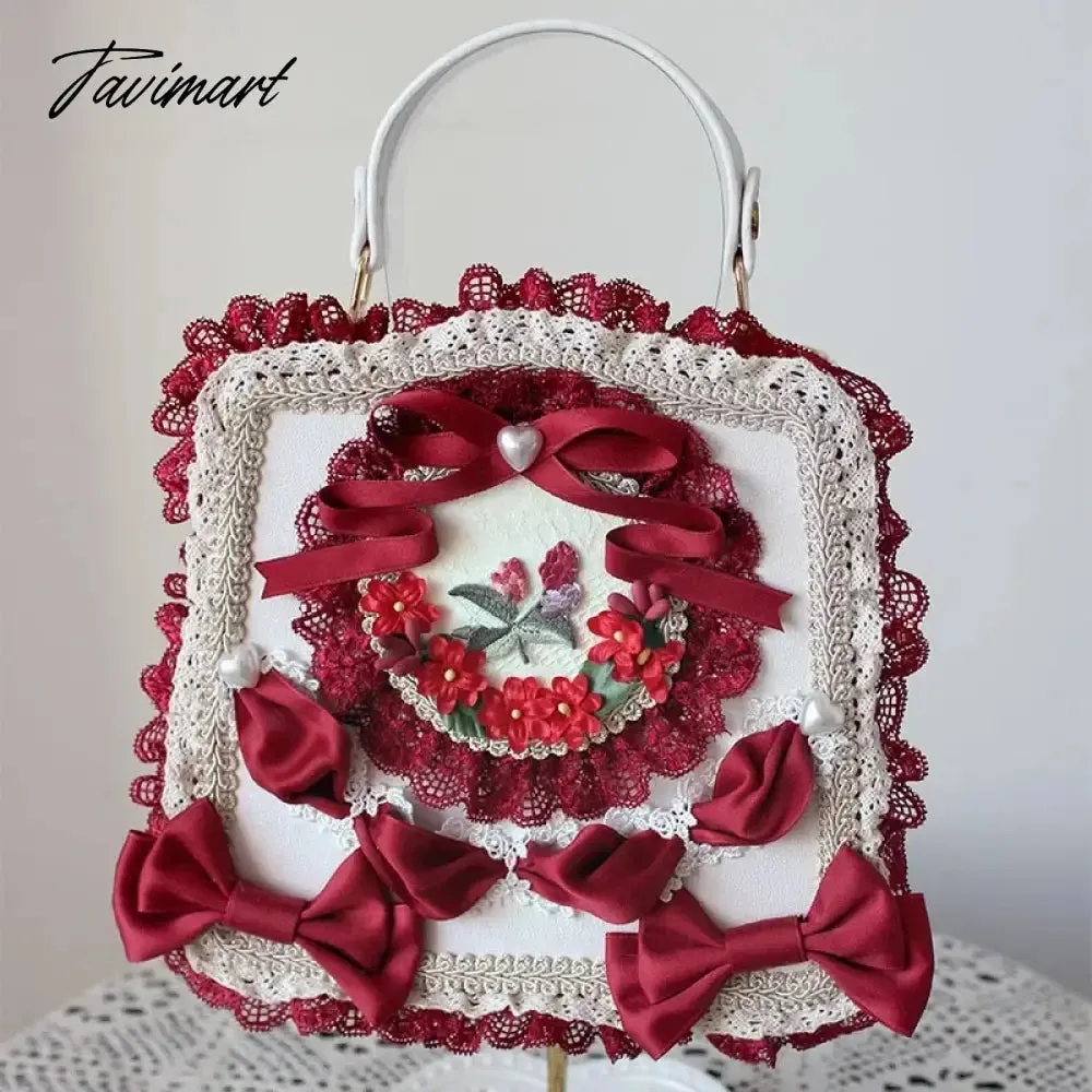 TAVIMART  -  Vintage Victorian Lolita Bags Women Elegant Bow Flower Lace Embroidery Handbag Cosplay Palace Princess Tea Party Messenger Bag