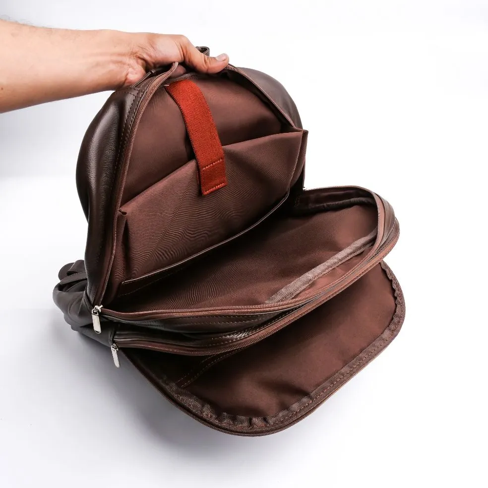 Trio Brown Leather Backpack