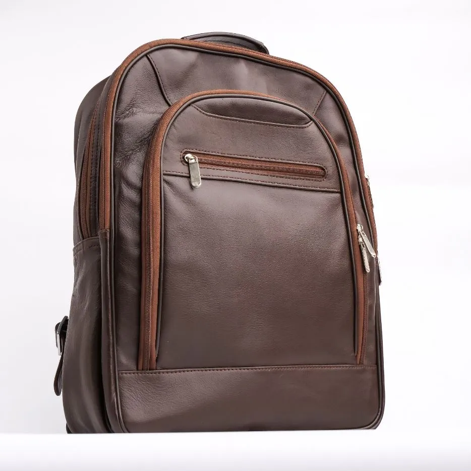 Trio Brown Leather Backpack