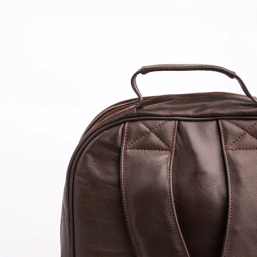Trio Brown Leather Backpack