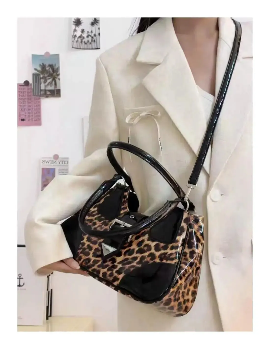 UAKISS  -   Hot Girls Leopard Print Y2k Shoulder Bag Women Vintage Handle Casual Crossbody Bags Female Versatile Retro Messenger Bag