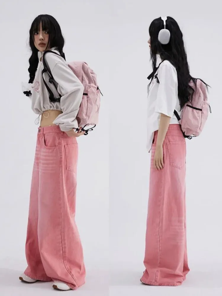 UAKISS  -  Korean Embroidery Bow Women Nylon Pink Backpacks Girls School Bag High Capacity Female Lightweight Travel Bags Preppy Style