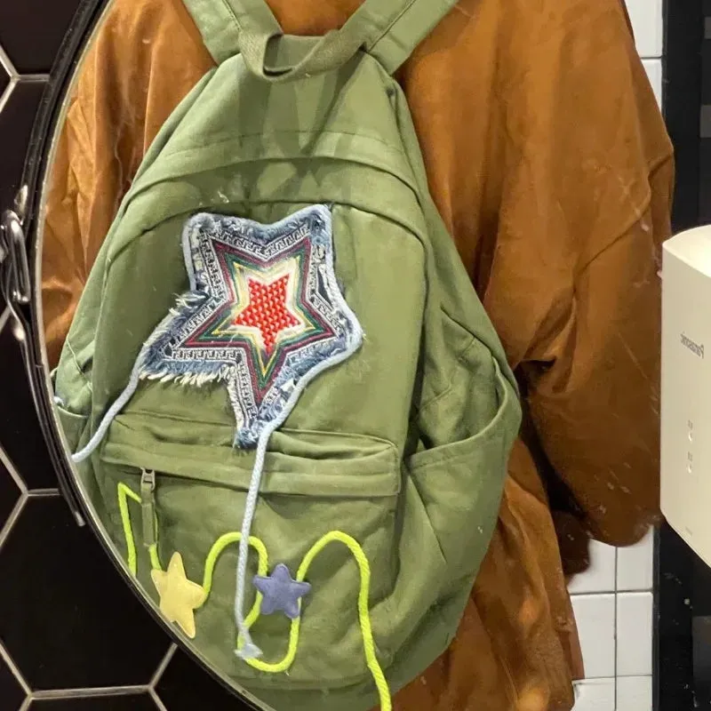 UAKISS  -  New Canvas Y2K Backpacks for Women 2024 Fashion Popular Star School Bags High-capacity Cool Subculture Rucksack Bolsa