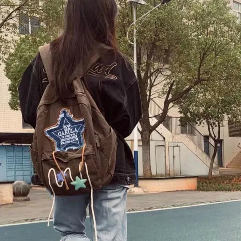 UAKISS  -  New Canvas Y2K Backpacks for Women 2024 Fashion Popular Star School Bags High-capacity Cool Subculture Rucksack Bolsa