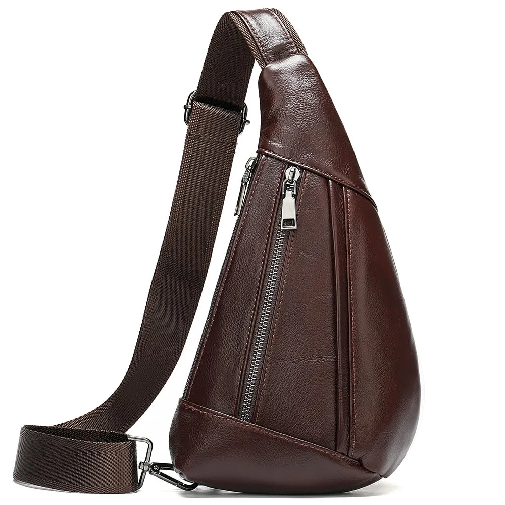 WESTAL Men Shoulder Bag Genuine Leather Chest Pack Man Sling Messenger Bags Small Crossbody Bags Side Bags