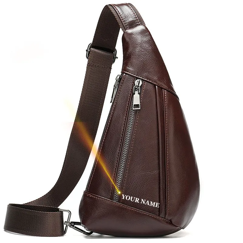 WESTAL Men Shoulder Bag Genuine Leather Chest Pack Man Sling Messenger Bags Small Crossbody Bags Side Bags